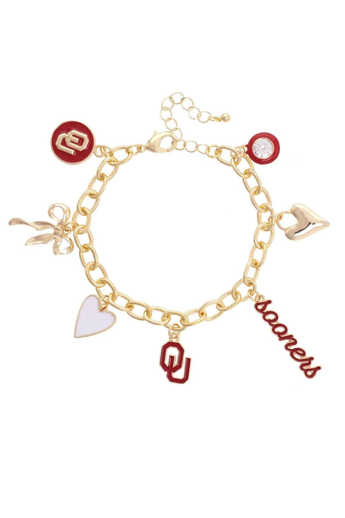 Oklahoma Sooners Enamel Icons Charm Bracelet in Shiny Gold