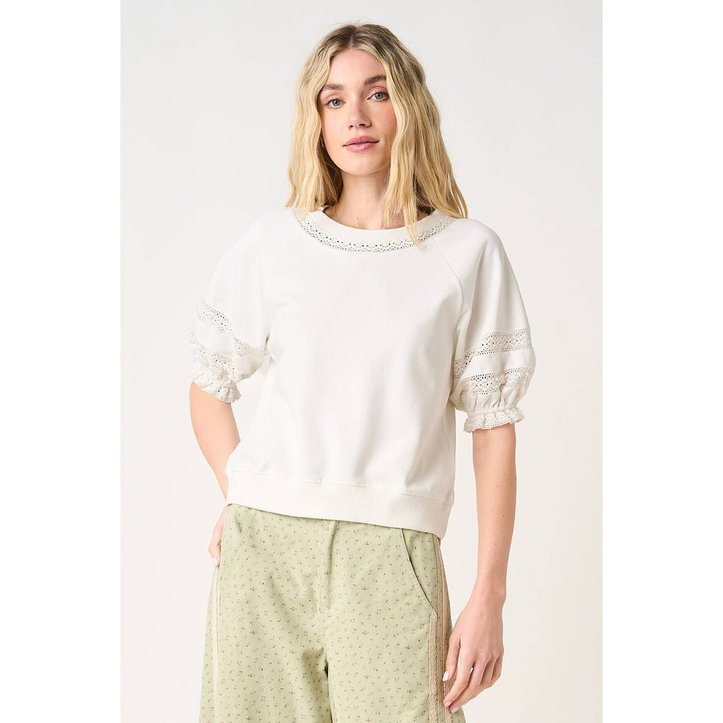 LACE DETAIL PUFF SLEEVE TOP