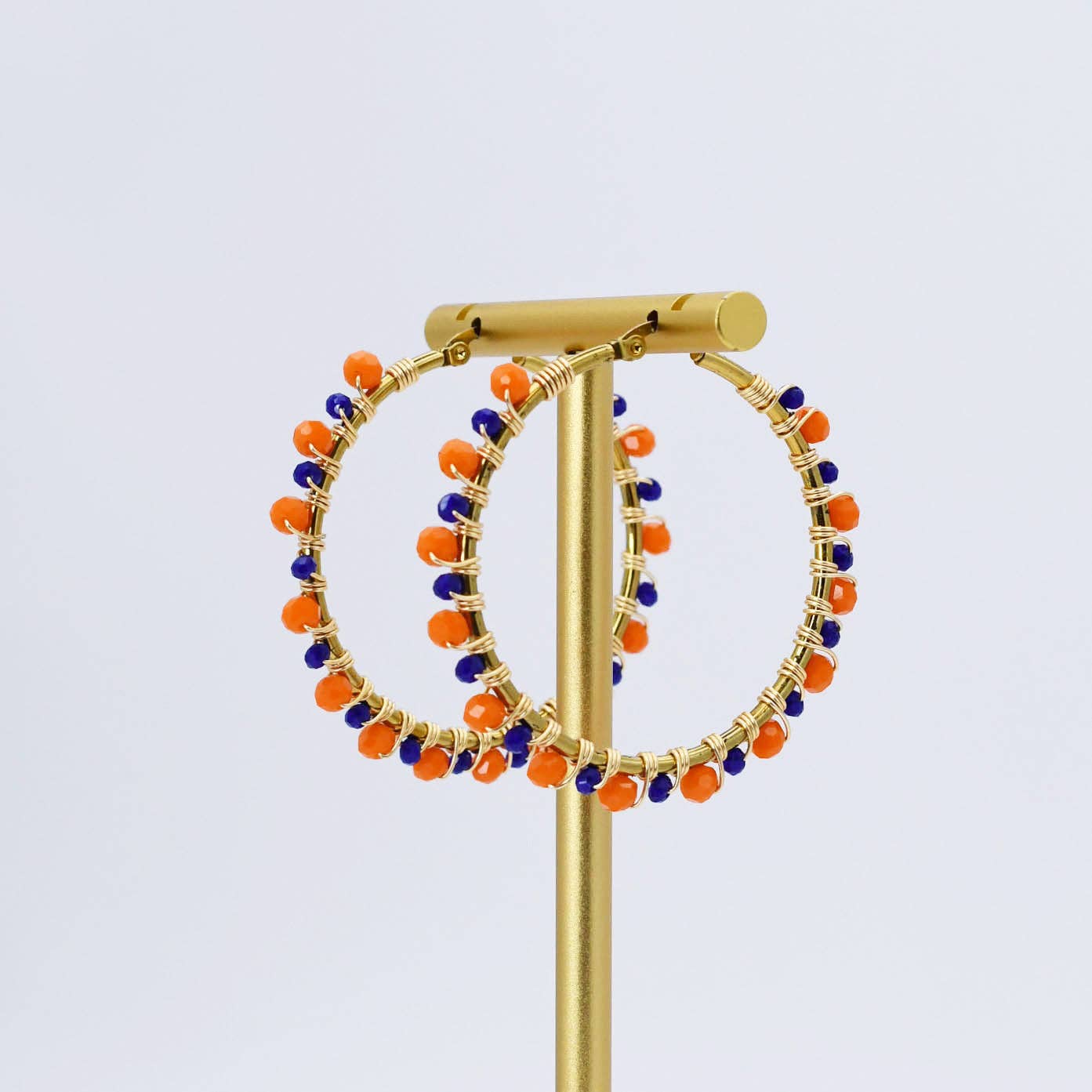 Blue/Orange Beaded Hoop