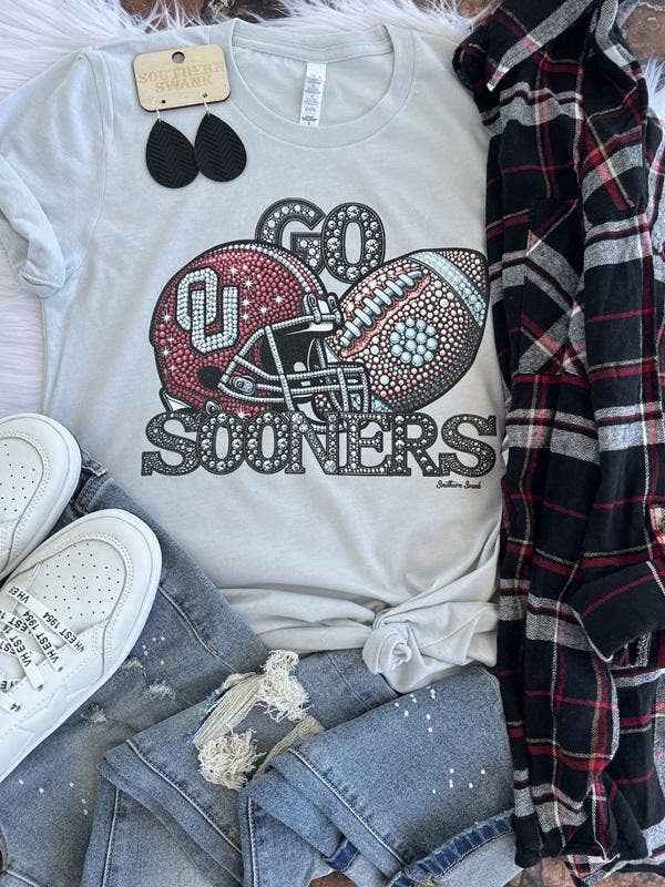 Go Sooners Faux Rhinestone Tee