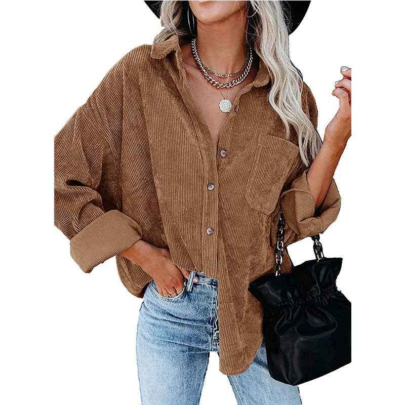 Oversized Corduroy Button-Up Shirt
