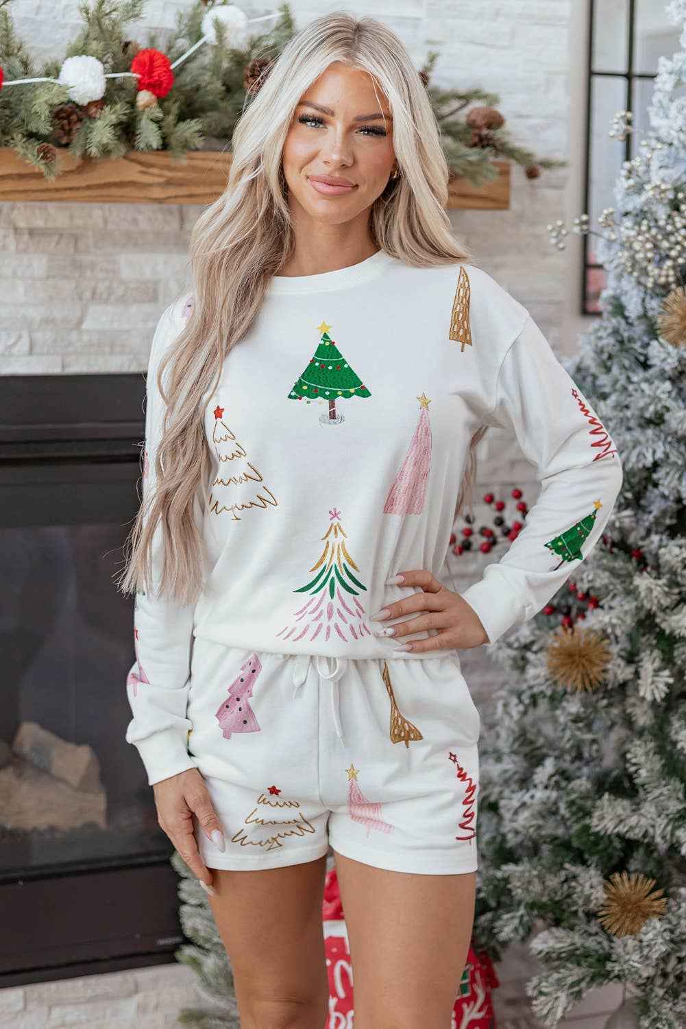 OMG! Christmas Tree Top and Shorts Pajama Set