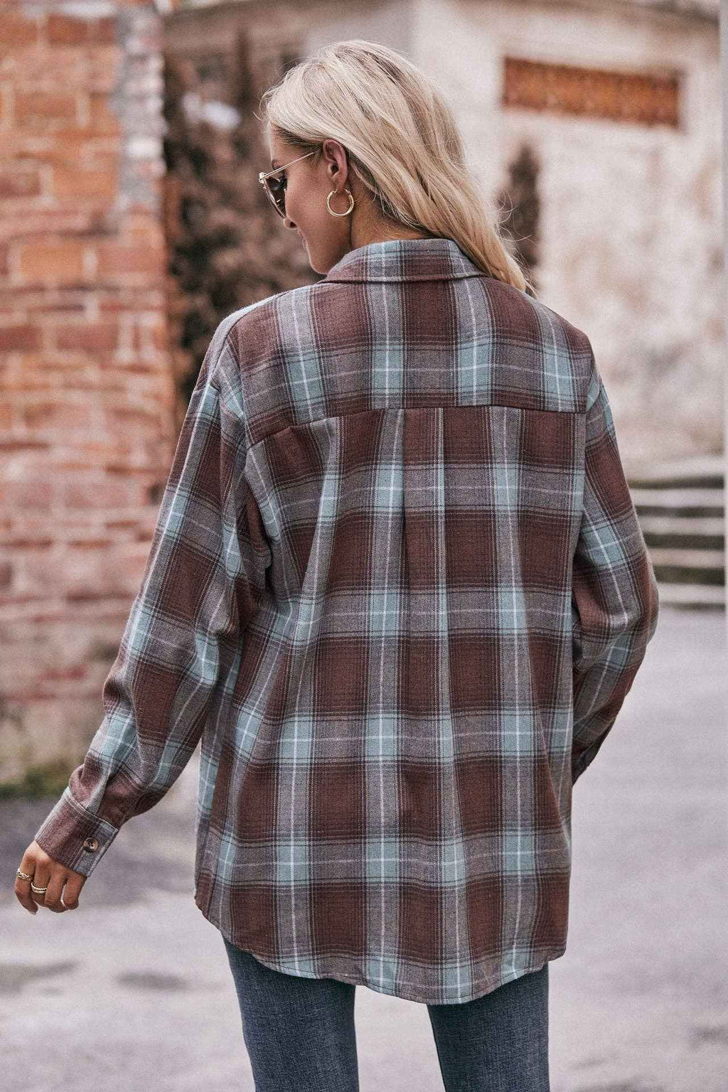 Women's Casual Fashion Oversized Loose Plaid Shirt