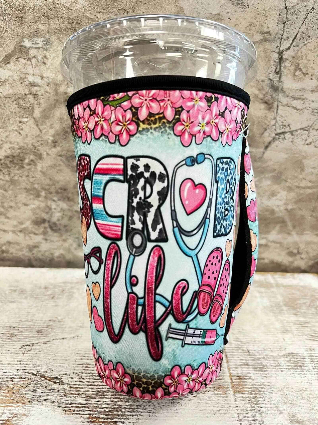 20 OZ SCRUB LIFE Nurse Insulated Cup Cover Sip Sleeve Fits 20-32 OZ Cups