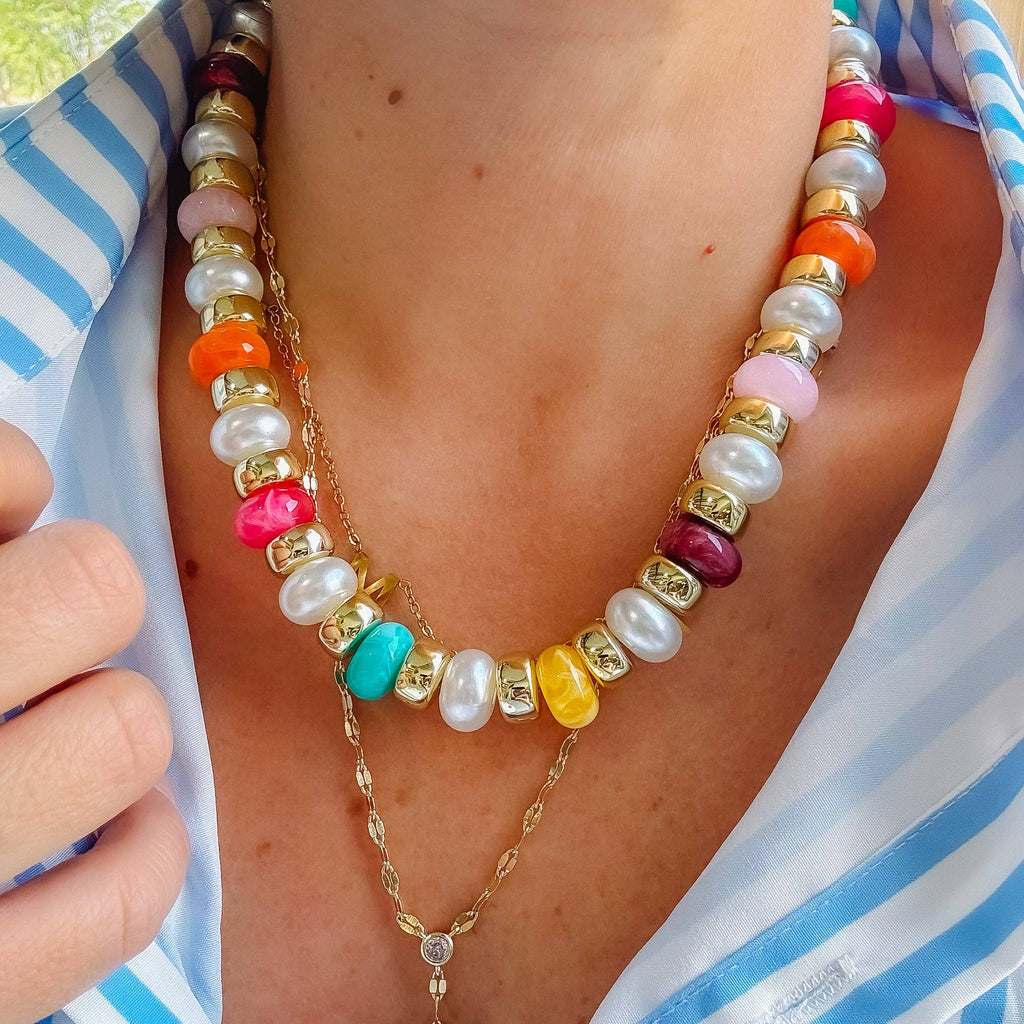 Joyful Gold Beaded Necklace
