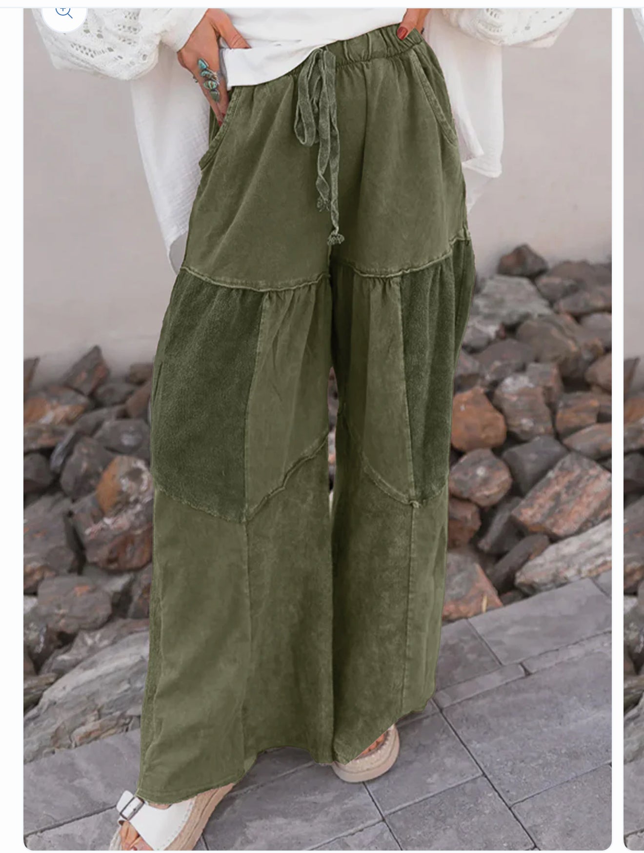 Green Mineral Wash Drawstring Pants