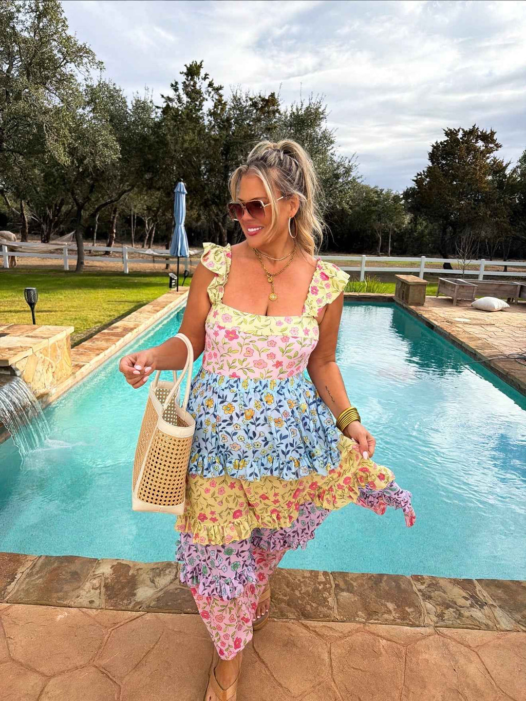 Floral rainbow swim set