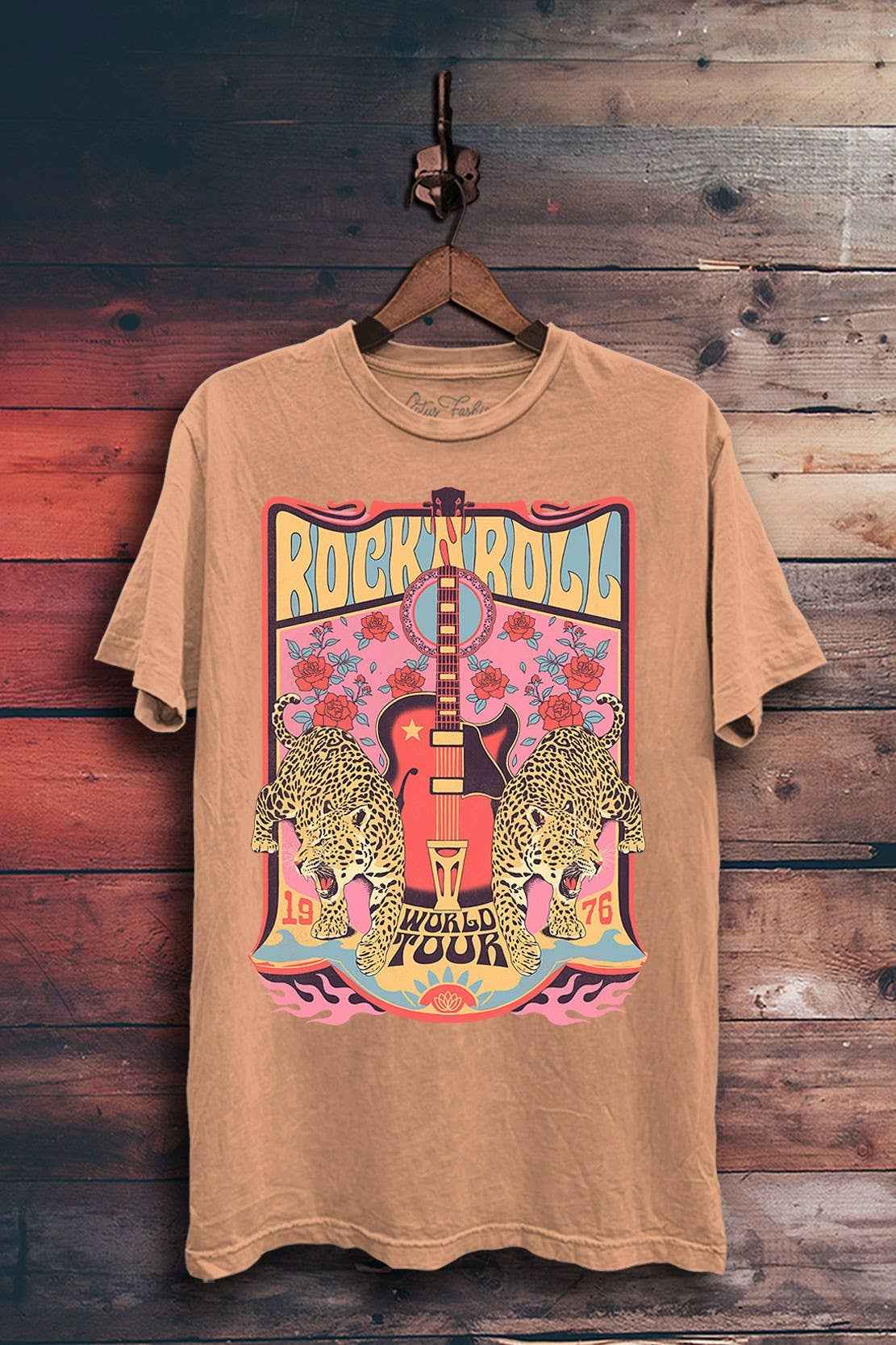 Rock Roll World Tour Leopard Graphic Top