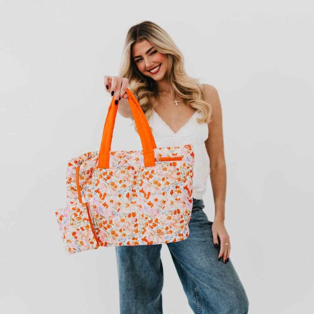 Presley Puffer Quilted Tote Bag With Pouch