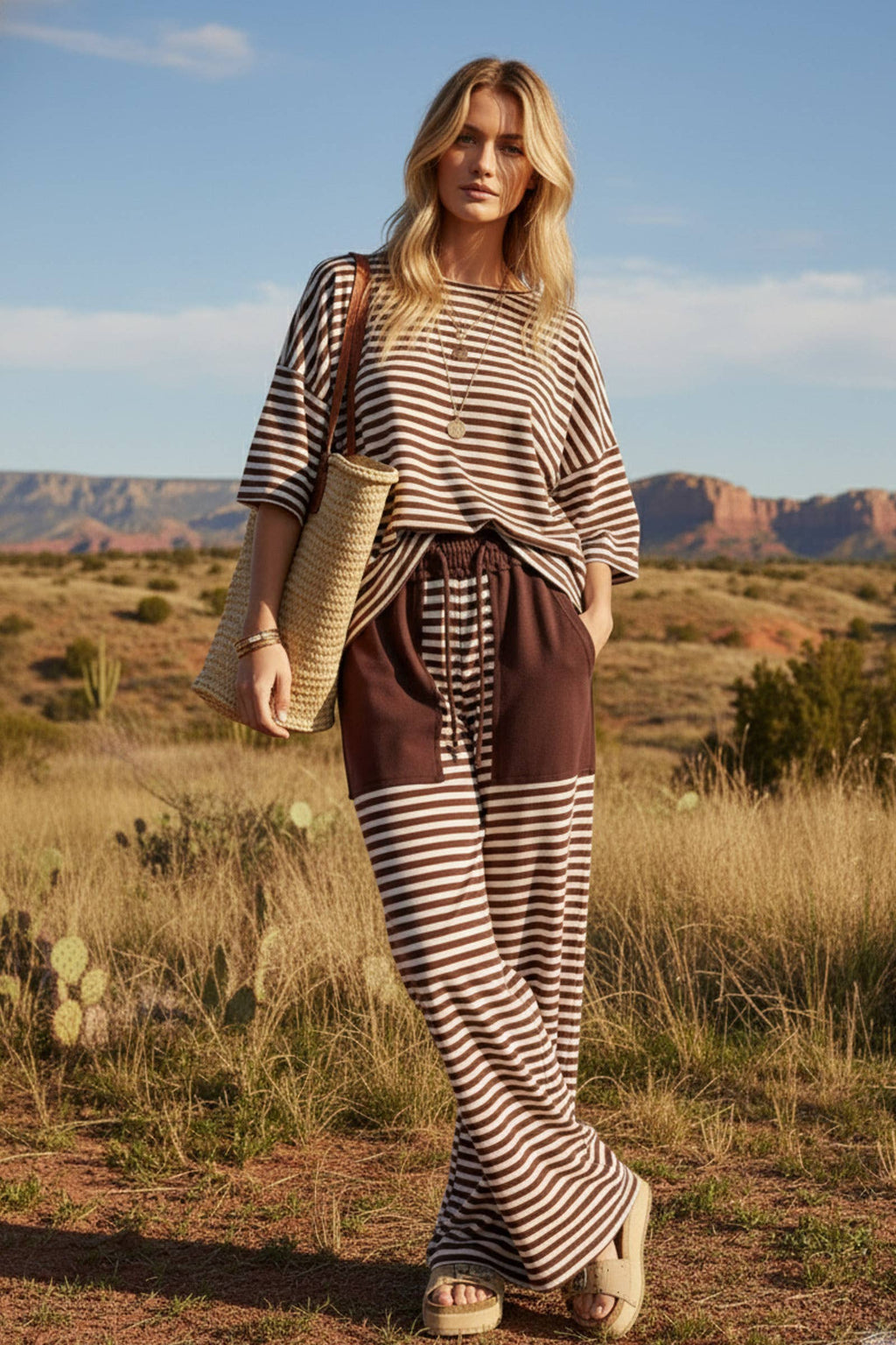 Striped Knit Lounge Set