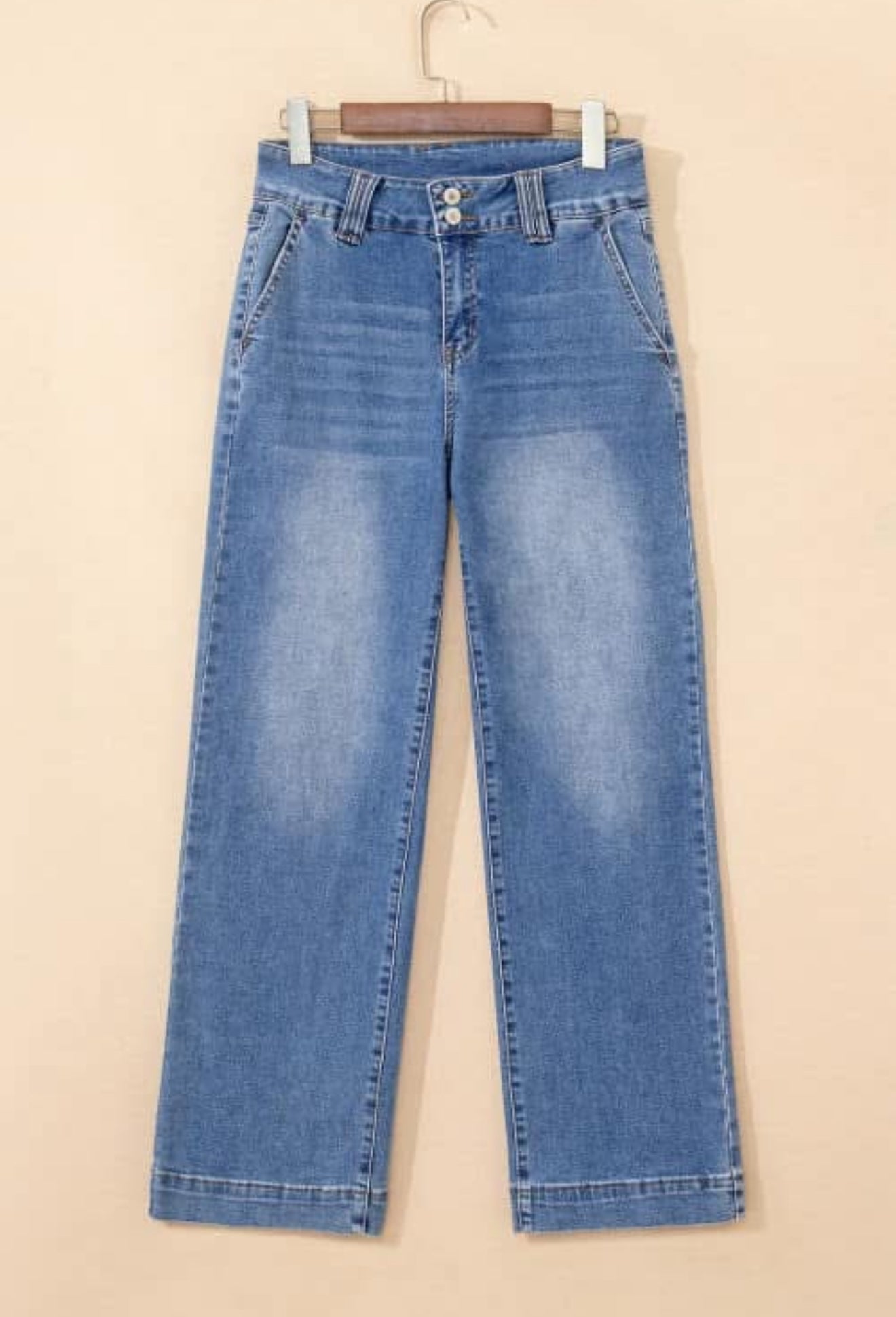 DOUBLE BUTTON FLY STRAIGHT JEANS