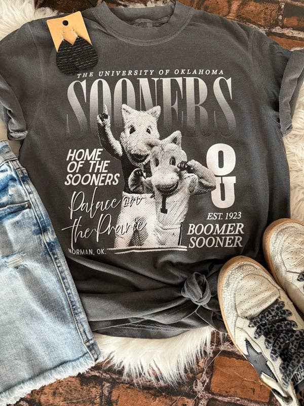 Sooners Halftone Gameday Comfort Color Tee (youth and adult)