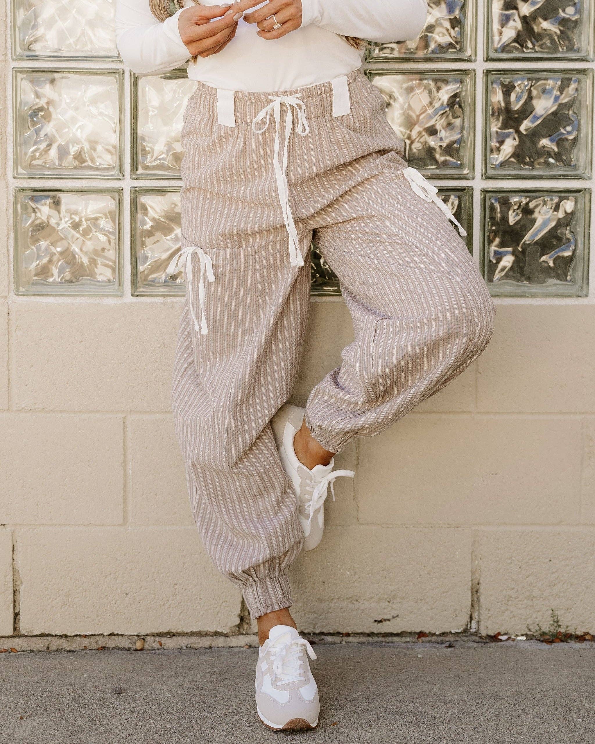 Brown Paisley Lantern Pants | Knot Waist Pants | Loungewear