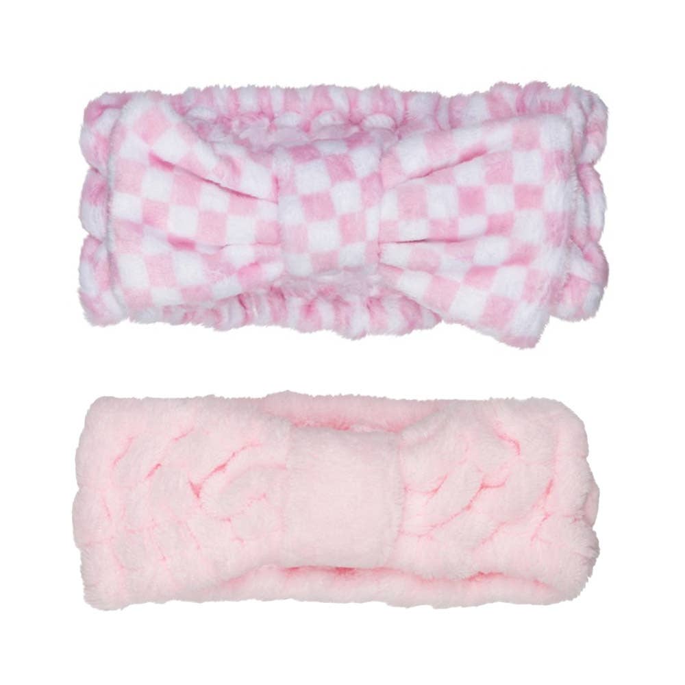 2PCS -Checkerboard Patterned Facial Headband Set - Birdie Lane Boutique
