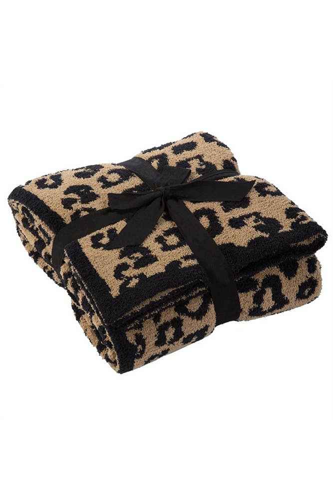 Leopard Knit Plush Blanket