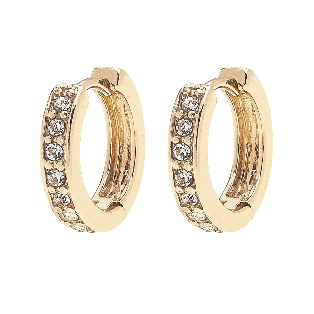 Blakely Pave Mini Huggie Hoop Earrings in Shiny Gold - Birdie Lane Boutique
