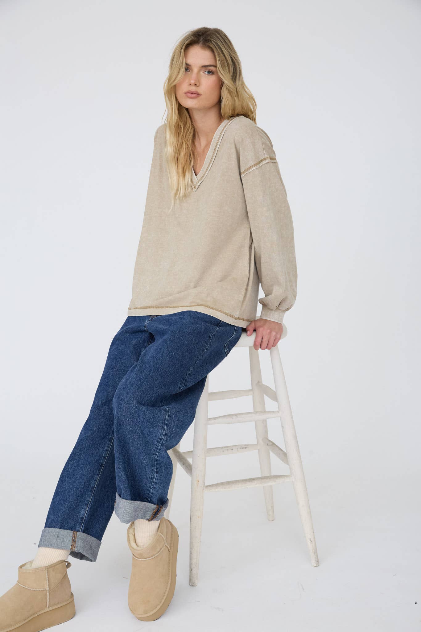 WASHED SEAM DETAIL LONG SLEEVE