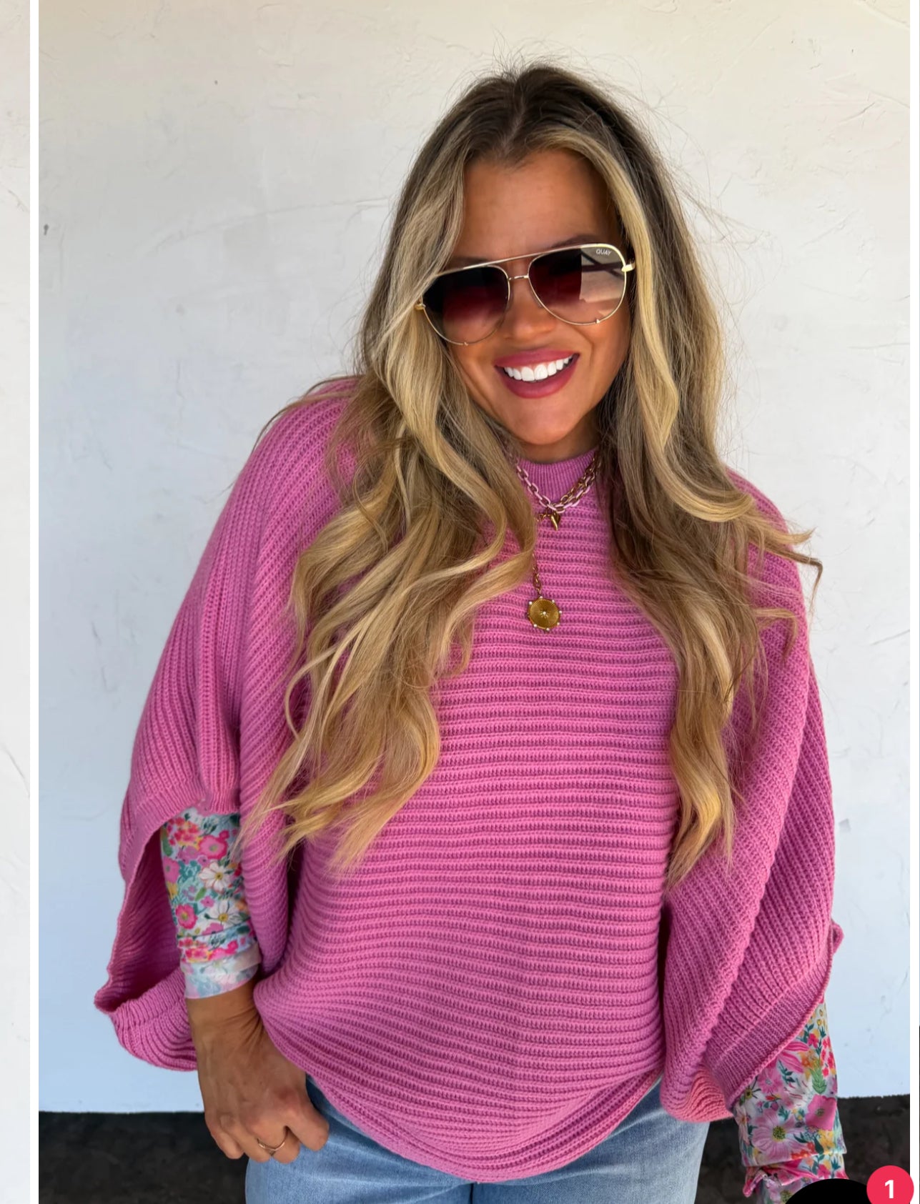 PINK FLORAL MESH TOP