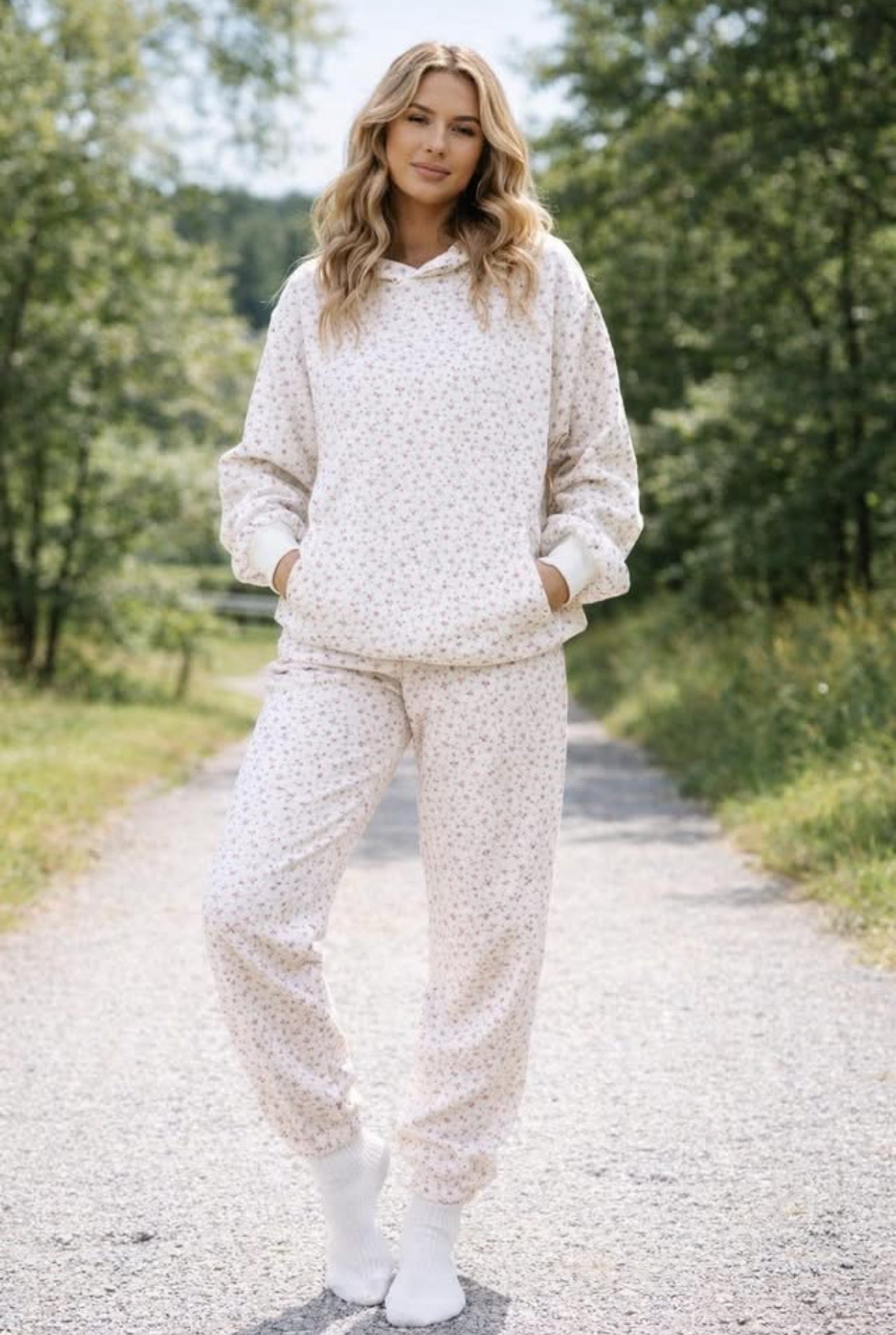 FLORAL HOODIE AND SWEATPANTS SET