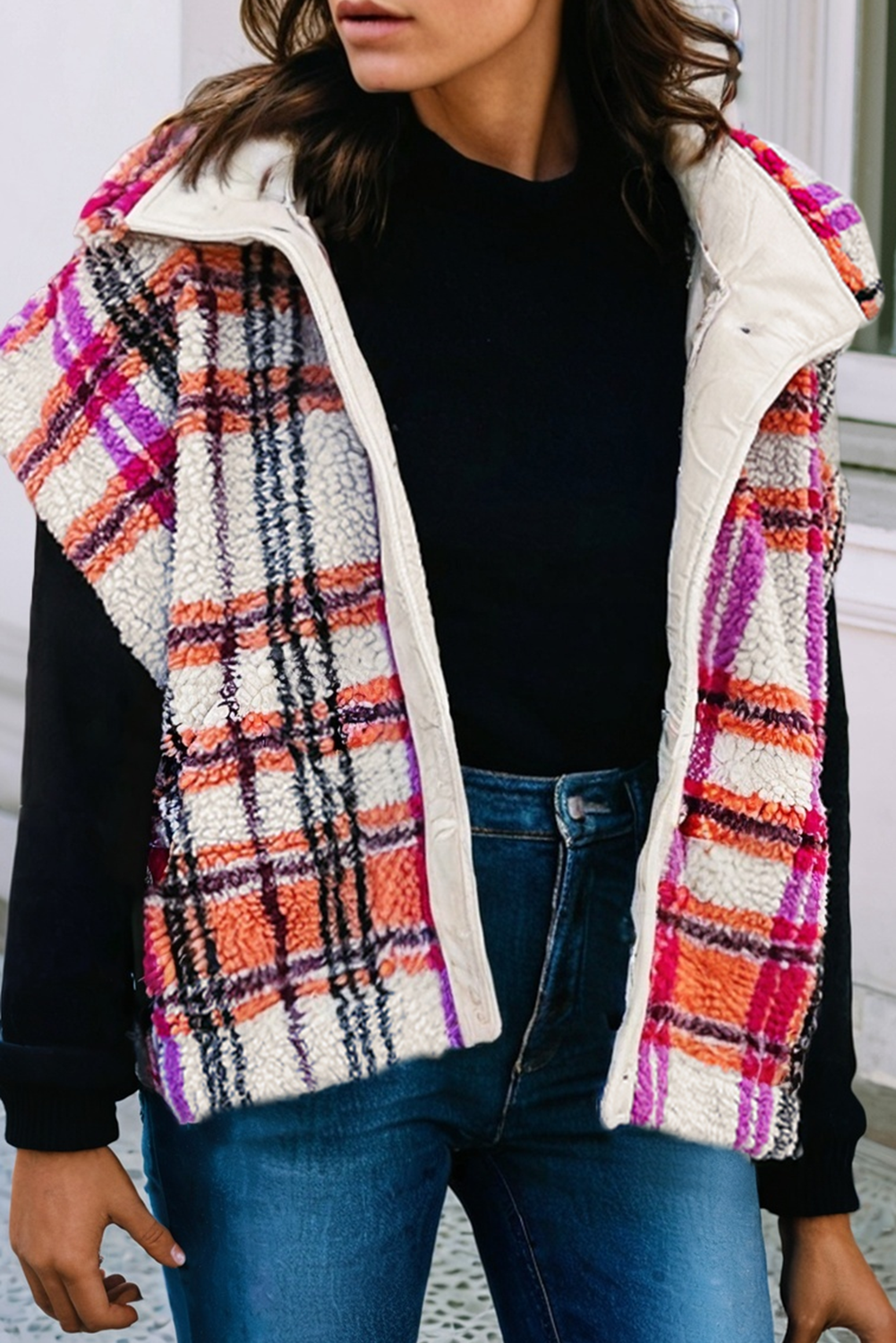 LDC Sherpa Plaid Jacket Vest - Birdie Lane Boutique