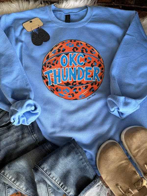 OKC Thunder Leopard Basketball Tee or Sweatshirt