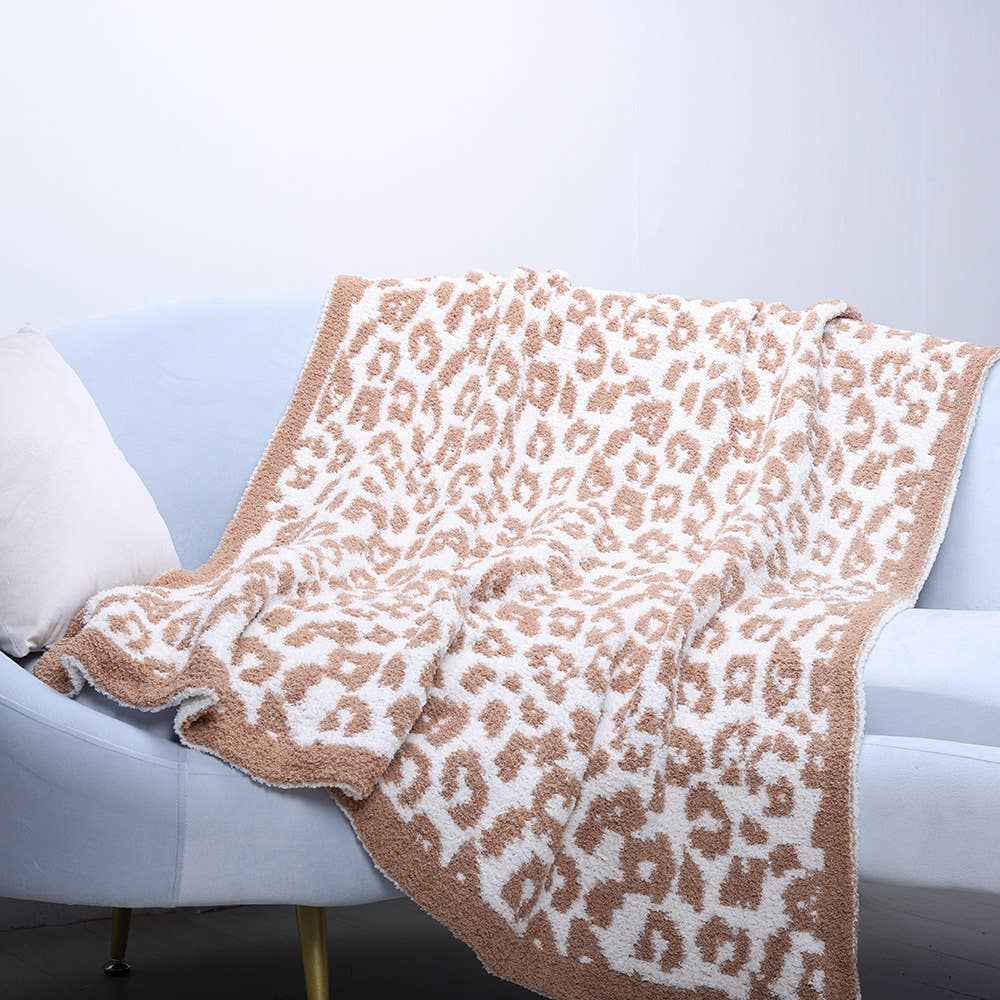 Leopard Knit Plush Blanket