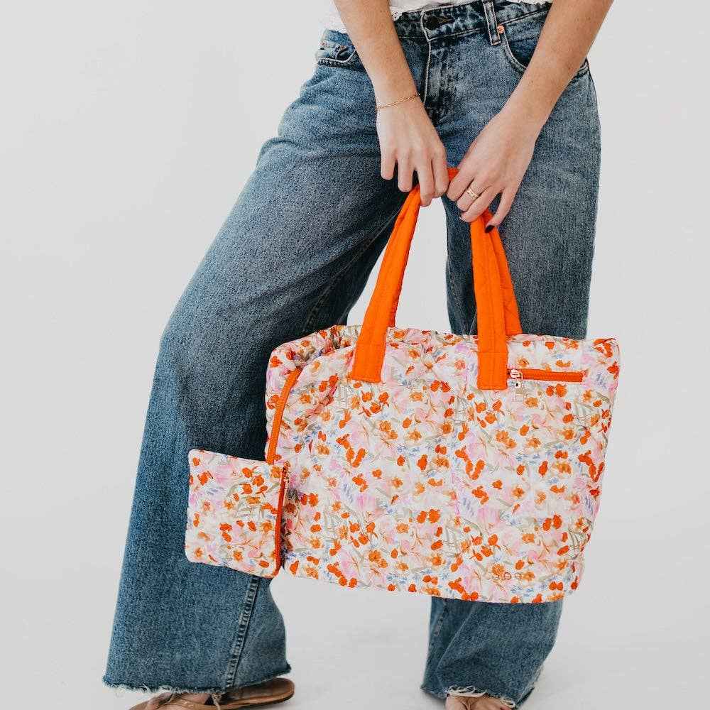 Presley Puffer Quilted Tote Bag With Pouch
