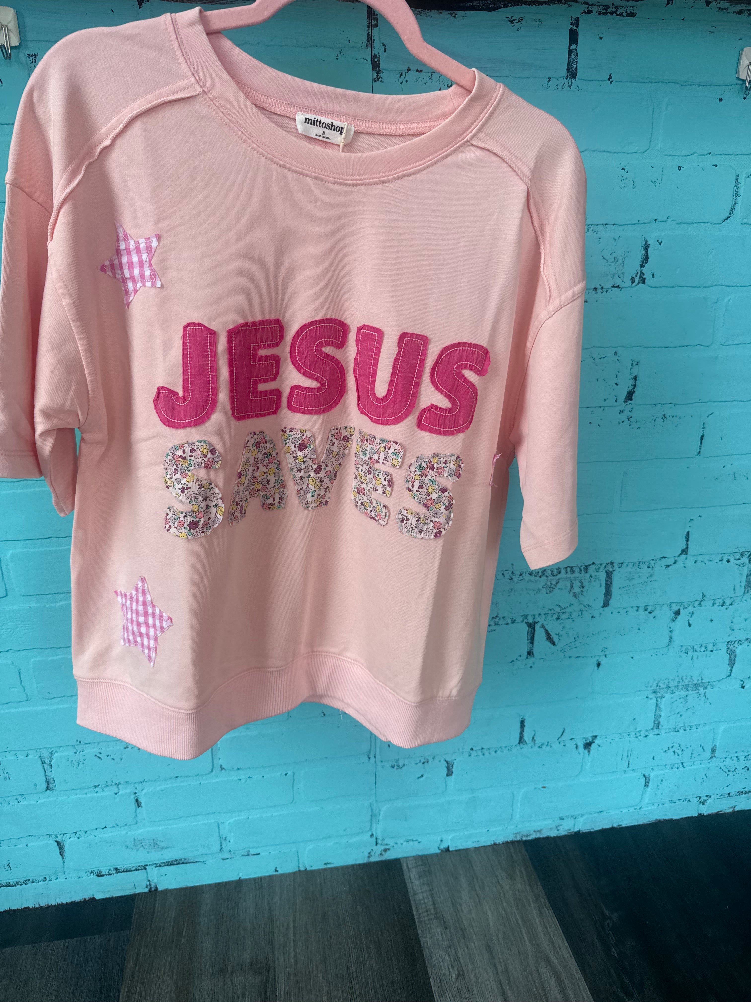 JESUS SAVES 3/4 LIGHT SWEATSHIRT