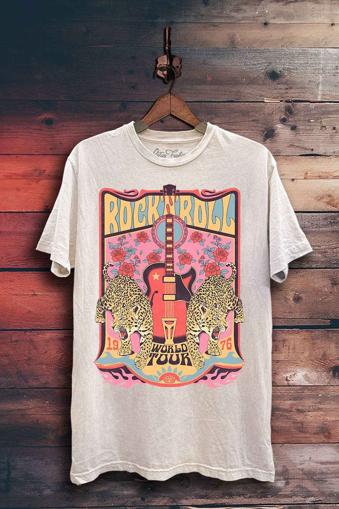 Rock Roll World Tour Leopard Graphic Top