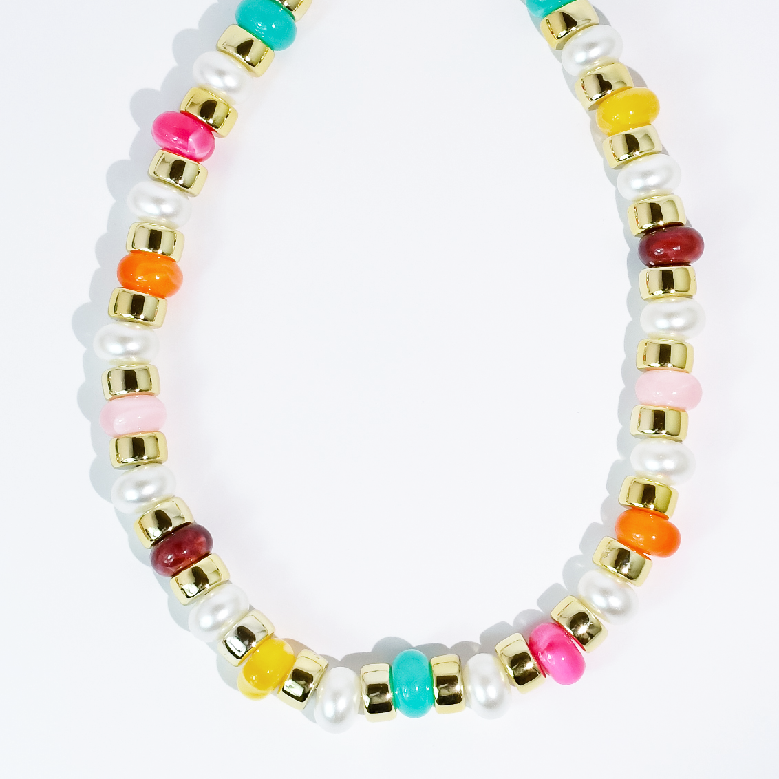 Joyful Gold Beaded Necklace
