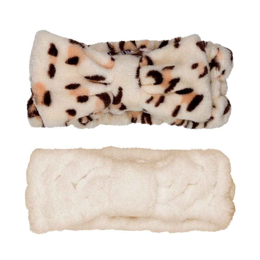 2PCS -Leopard Patterned Facial Headband Set