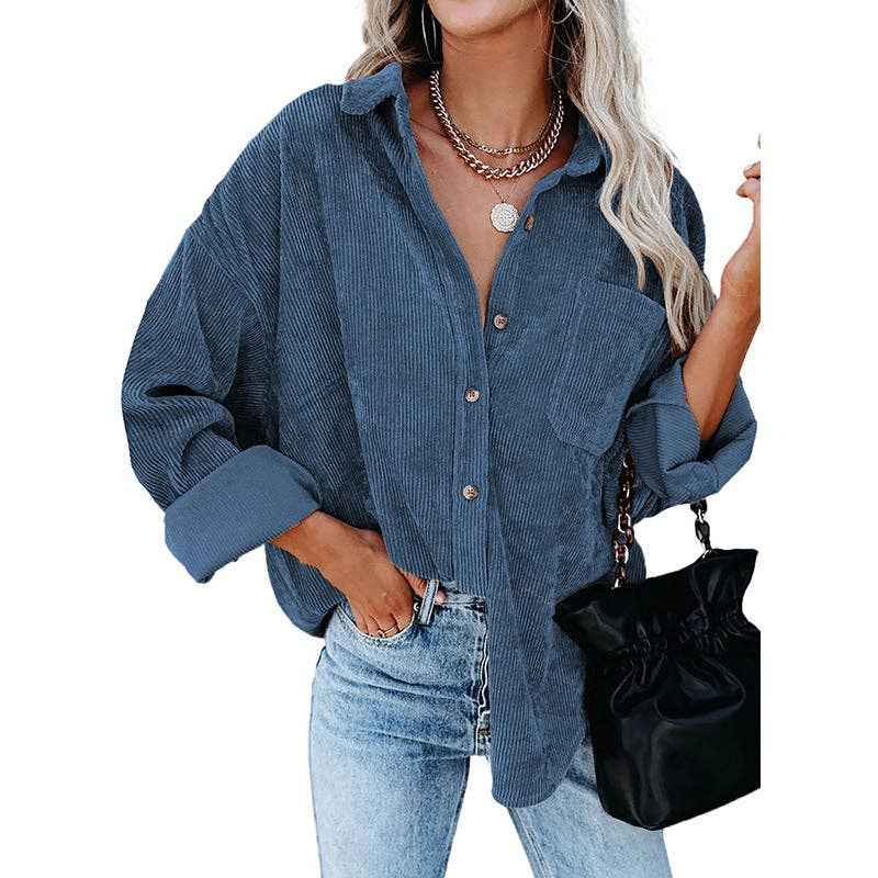 Oversized Corduroy Button-Up Shirt