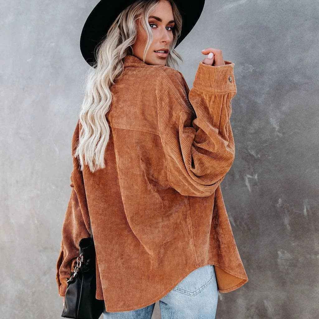 Oversized Corduroy Button-Up Shirt