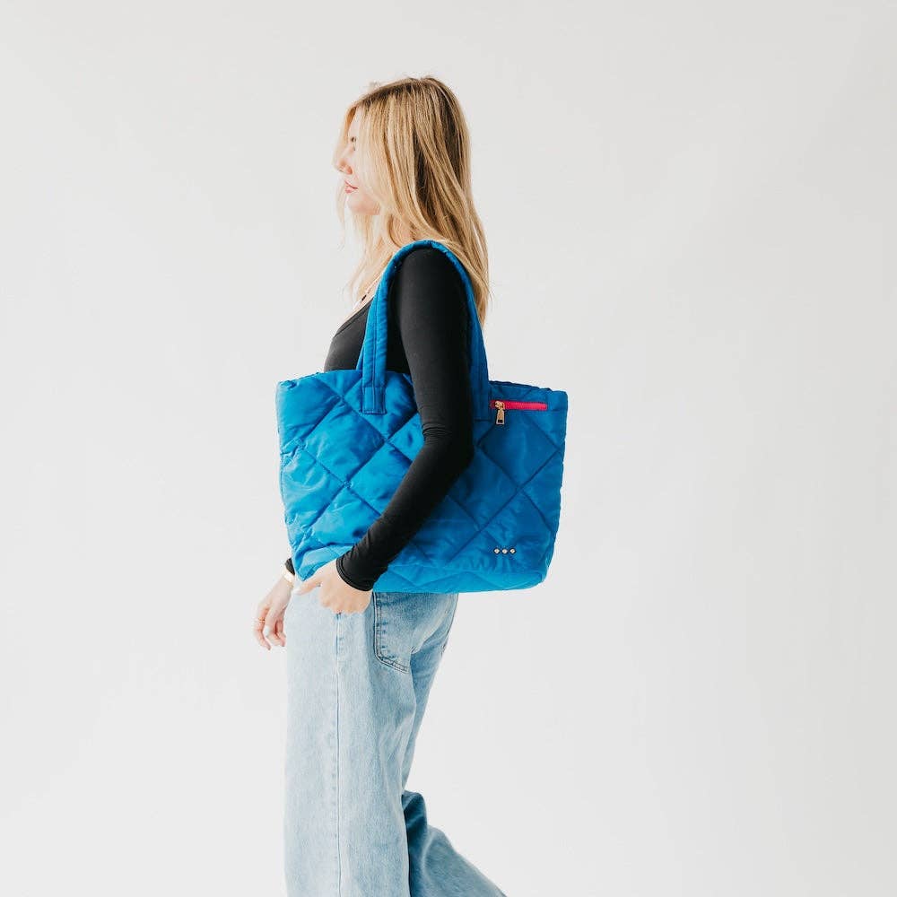 Presley Puffer Quilted Tote Bag With Pouch