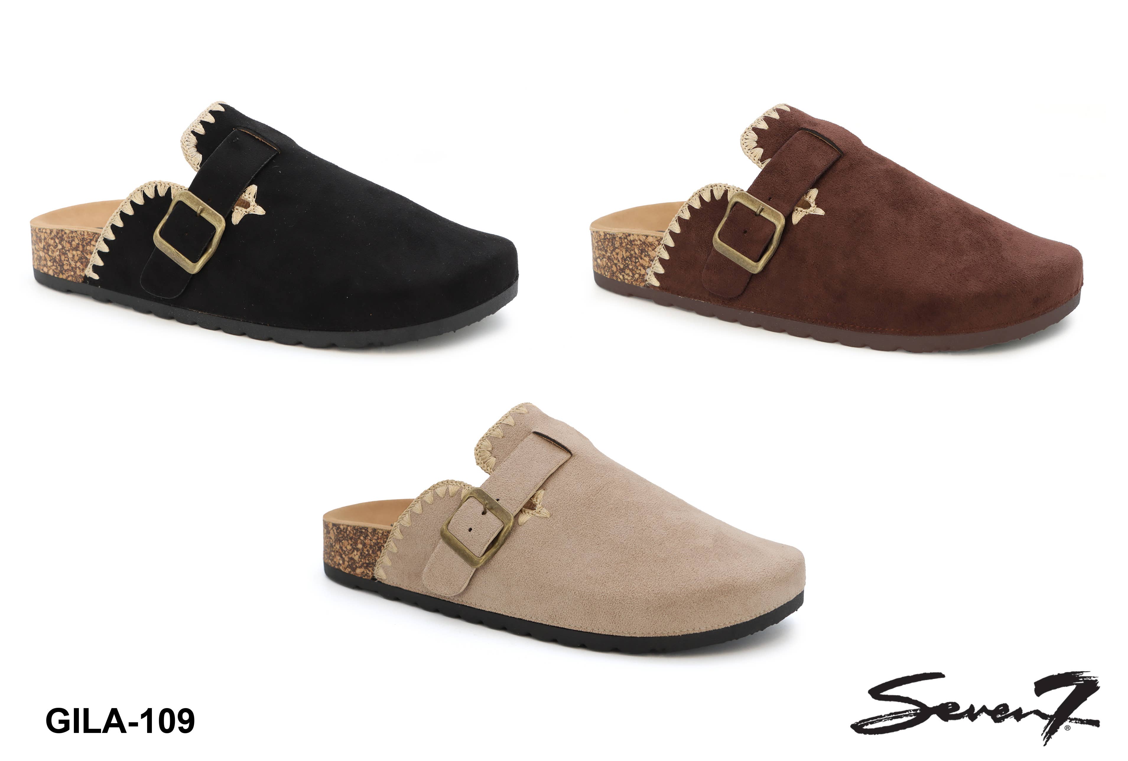 Yoki Women's Faux Suede Footbed Clog With whip stitch