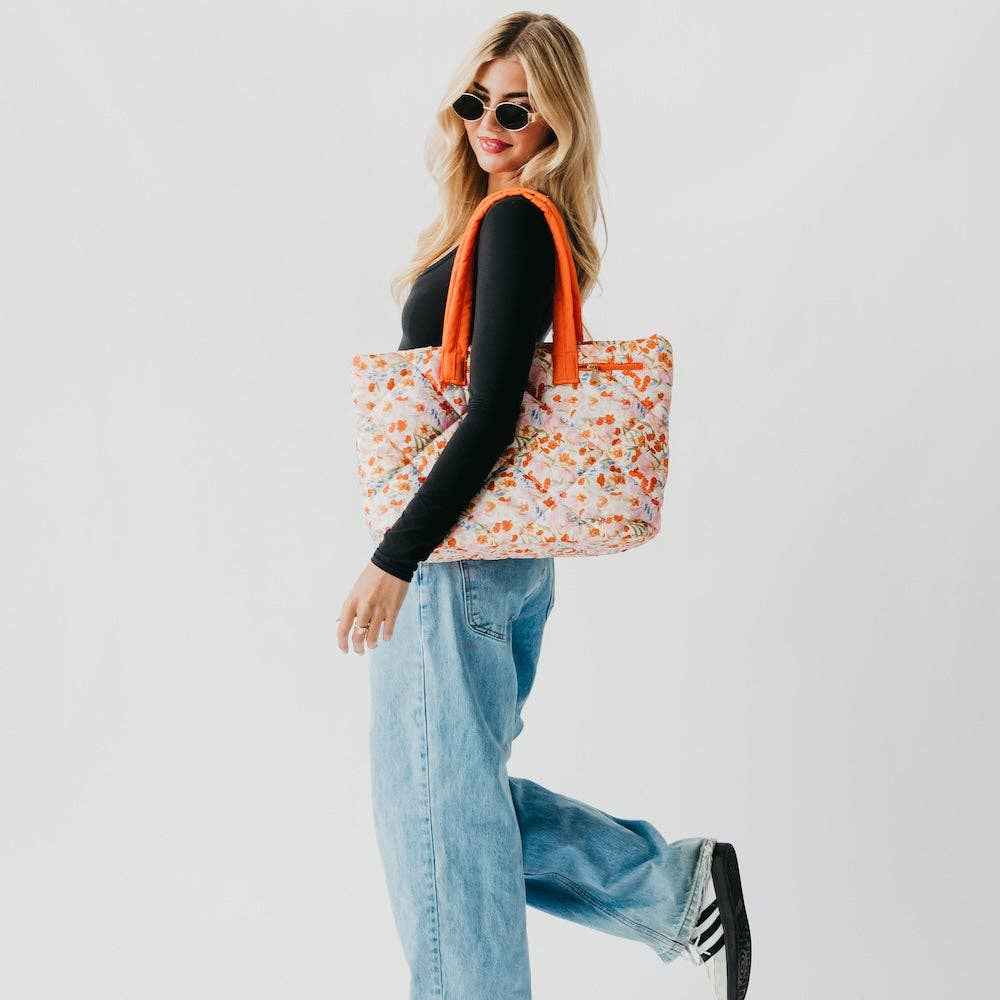 Presley Puffer Quilted Tote Bag With Pouch