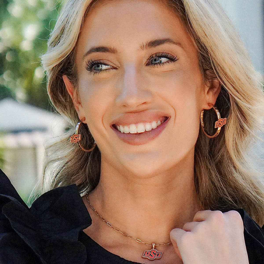 Oklahoma State Cowboys Enamel Logo Hoop Earrings