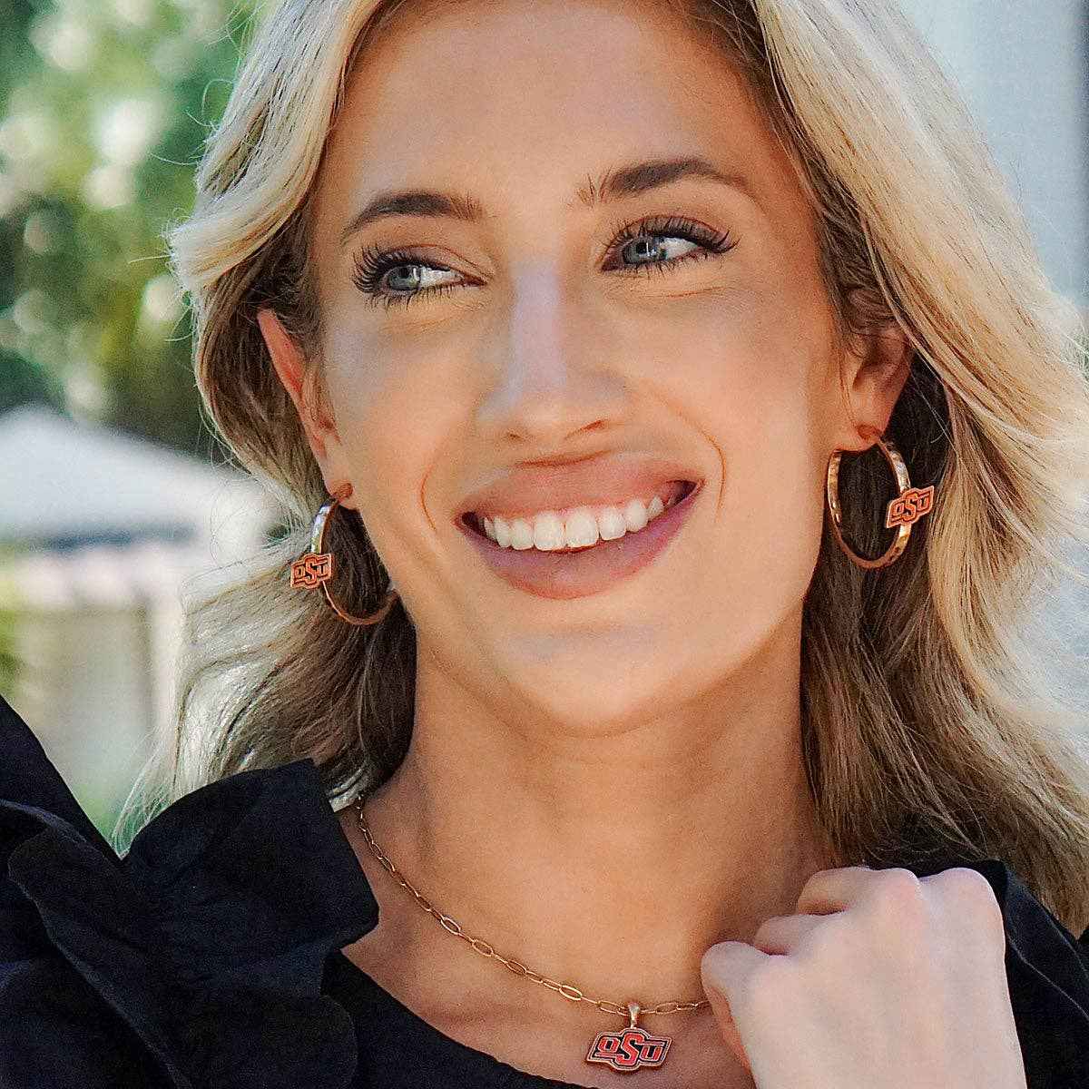 Oklahoma State Cowboys Enamel Logo Hoop Earrings