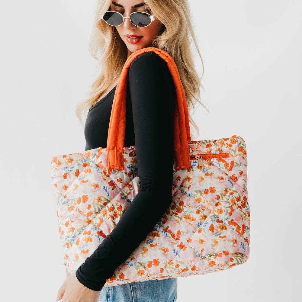 Presley Puffer Quilted Tote Bag With Pouch