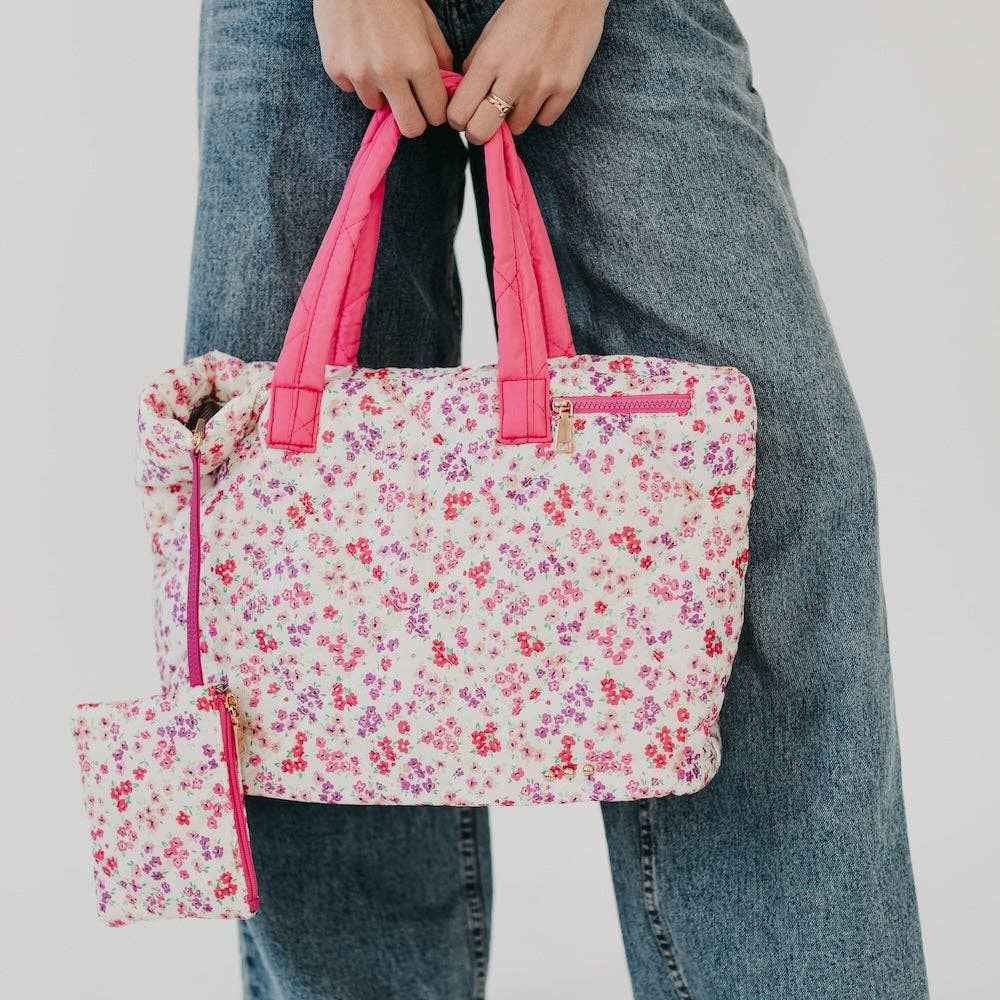 Presley Puffer Quilted Tote Bag With Pouch