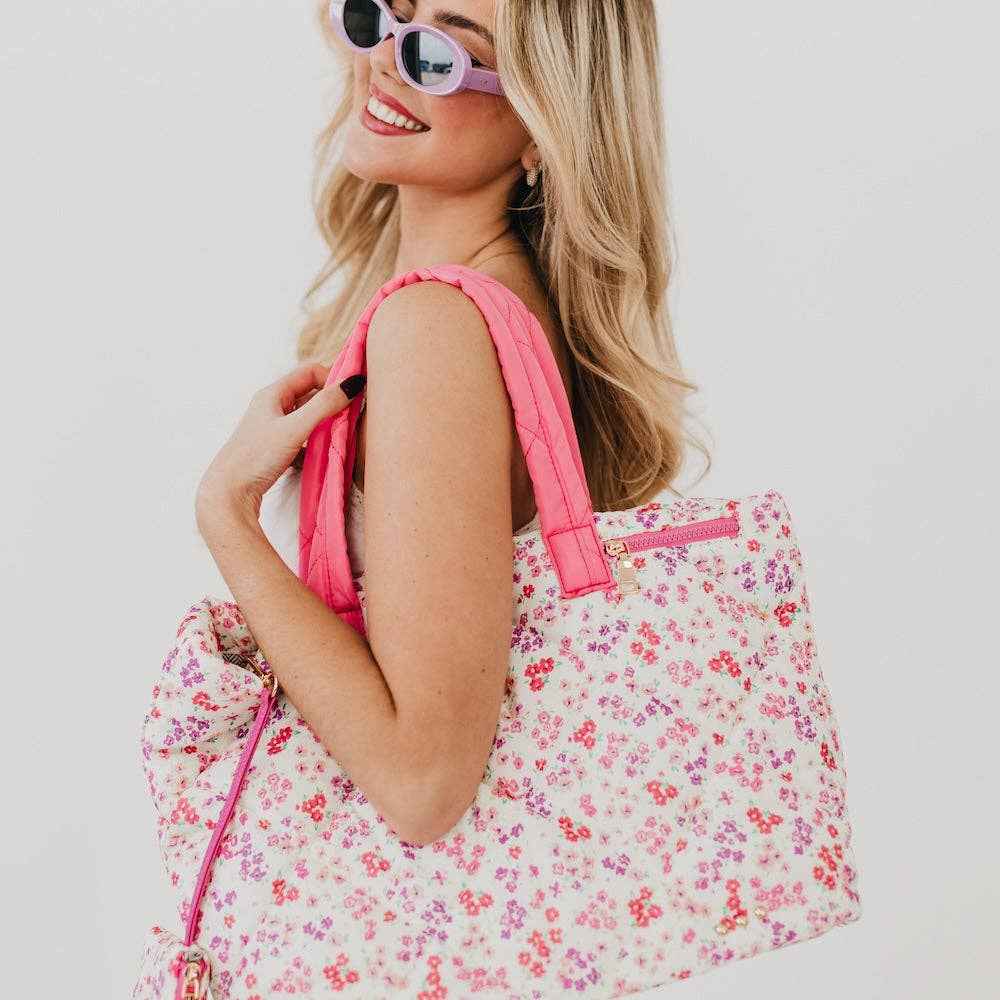 Presley Puffer Quilted Tote Bag With Pouch
