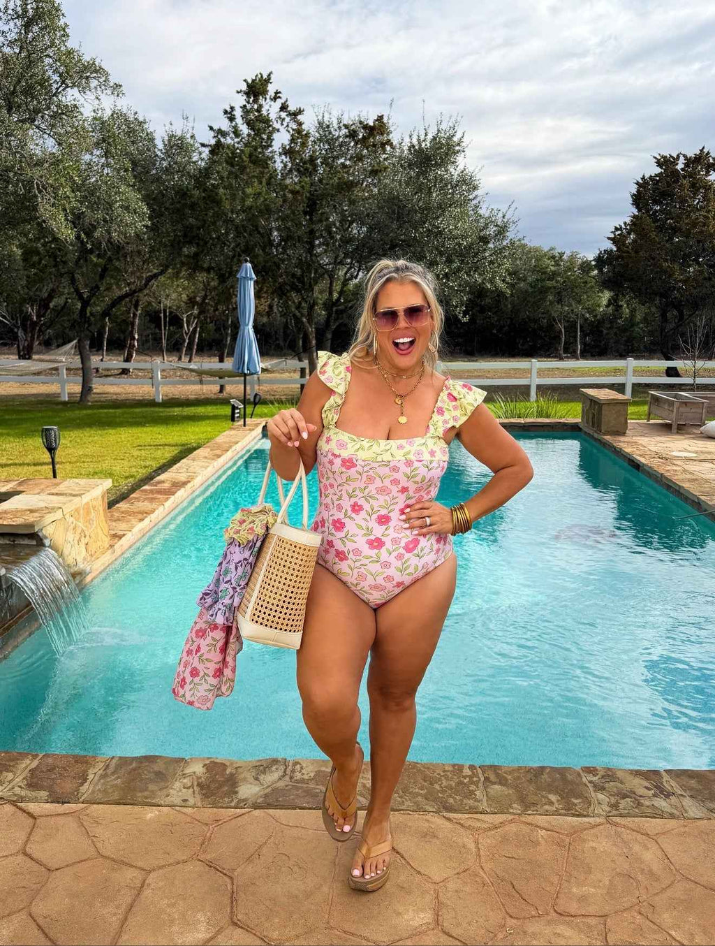 Floral rainbow swim set