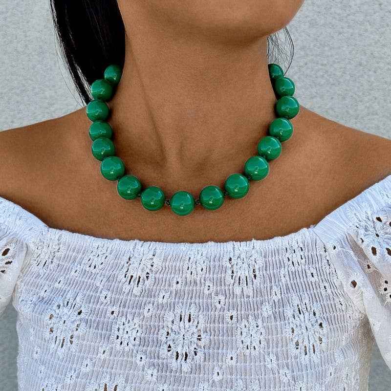 BOHO CHUNKY COLORFUL BEADED STATEMENT NECKLACE | 40NK9606