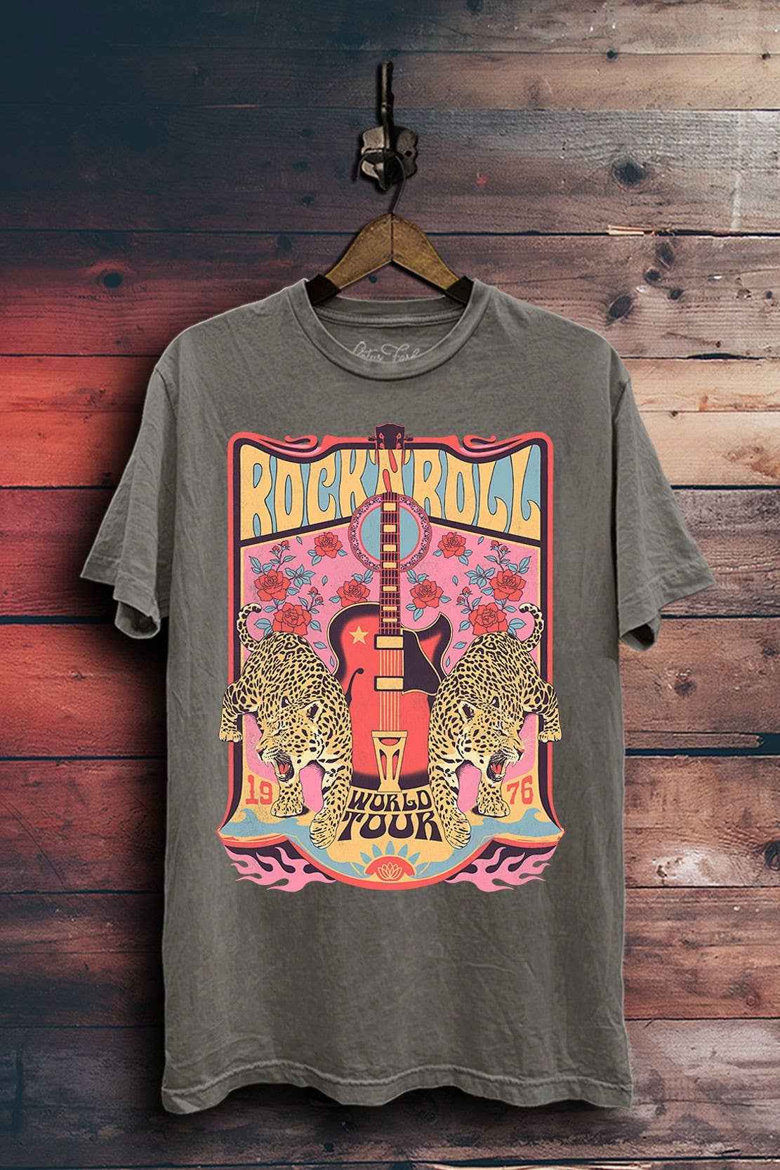 Rock Roll World Tour Leopard Graphic Top