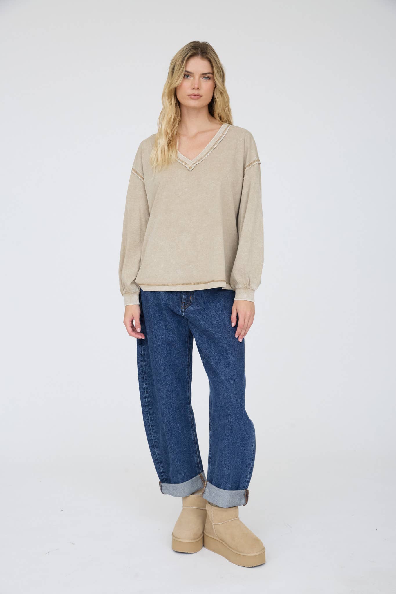 WASHED SEAM DETAIL LONG SLEEVE