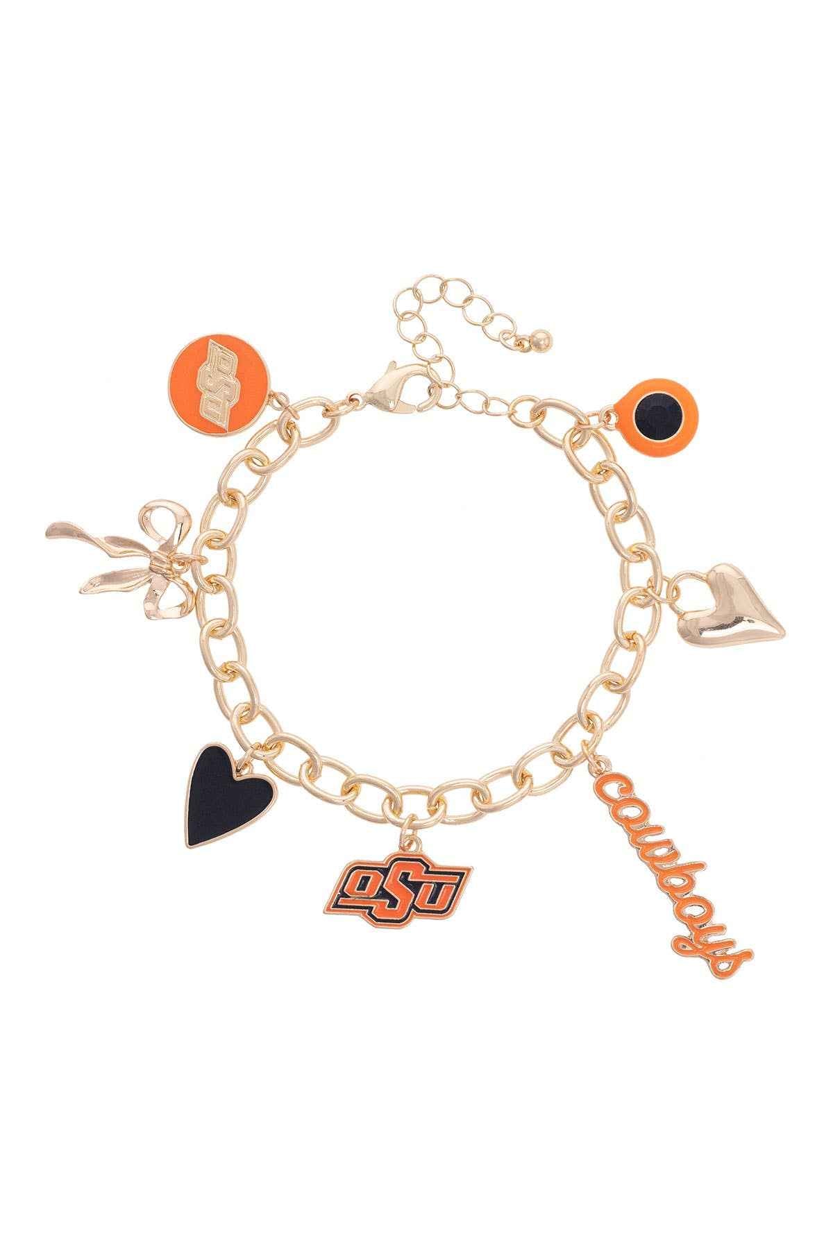 Oklahoma State Cowboys Enamel Icons Charm Bracelet in Shiny