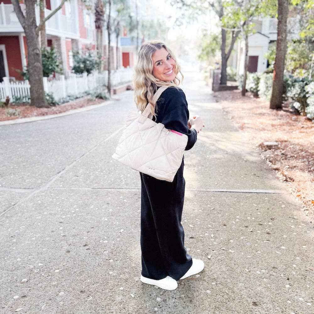 Presley Puffer Quilted Tote Bag With Pouch