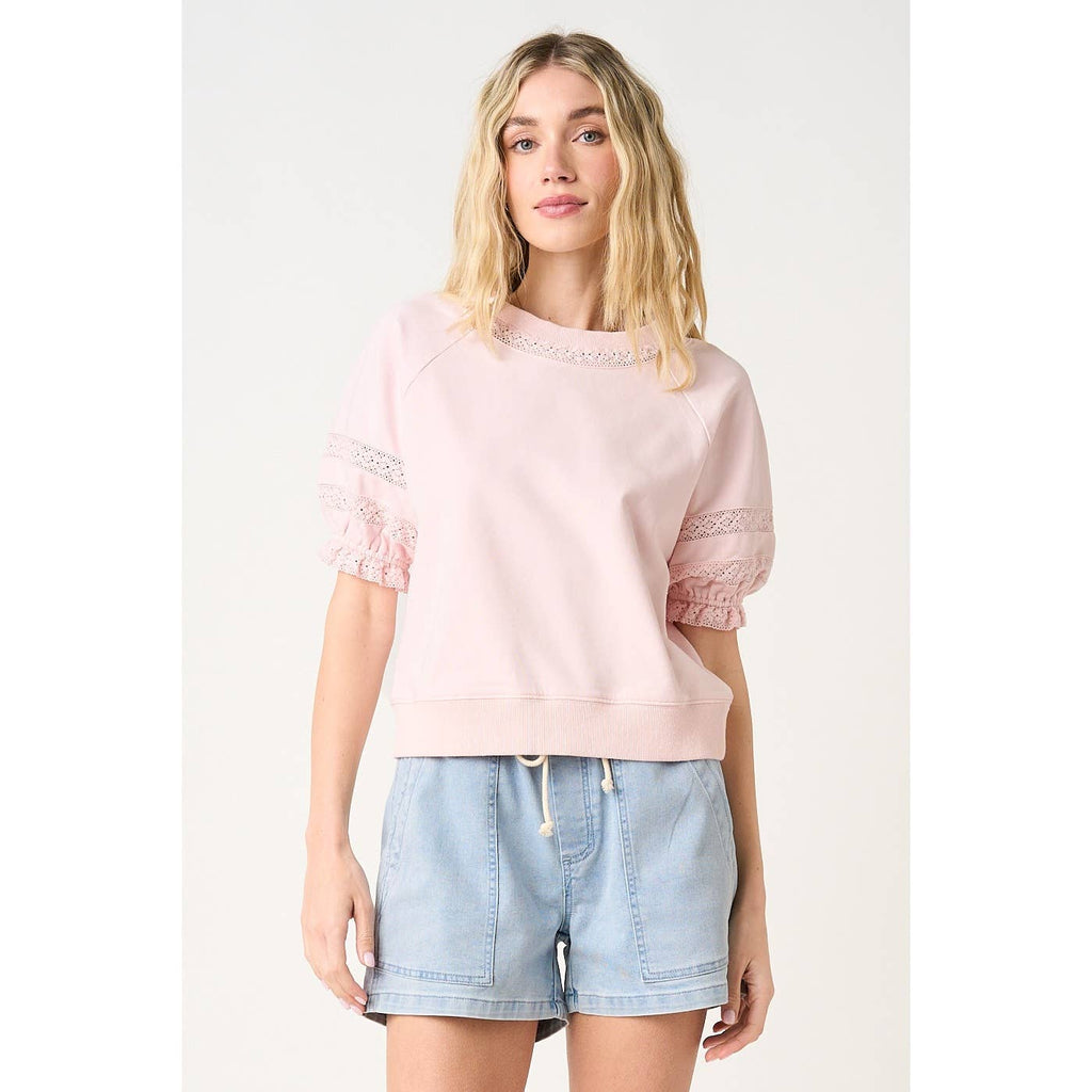 LACE DETAIL PUFF SLEEVE TOP