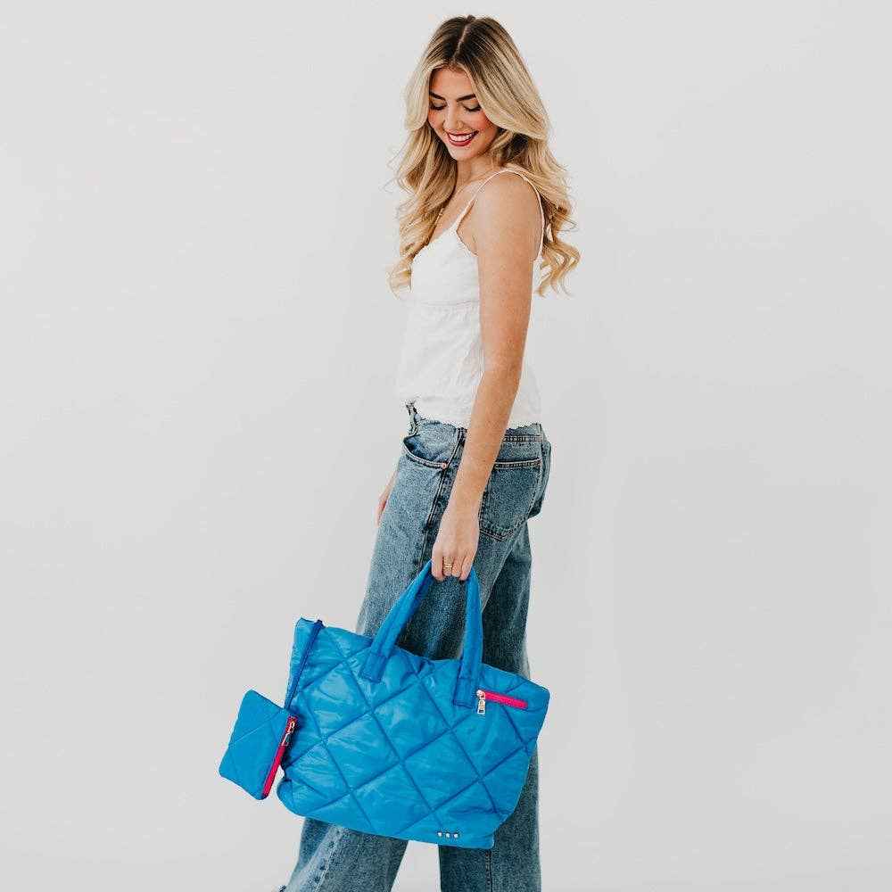 Presley Puffer Quilted Tote Bag With Pouch