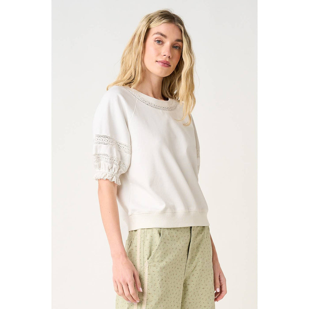 LACE DETAIL PUFF SLEEVE TOP